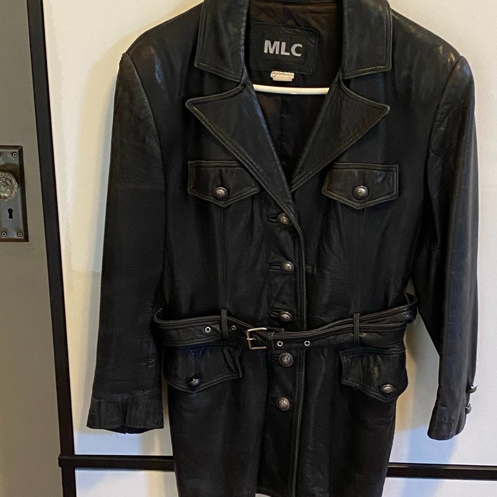Vintage MLC Leather Belted Button-Down Jacket